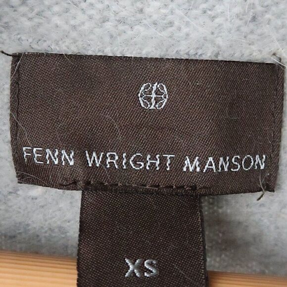 FENN WRIGHT MANSON LIGHT GREY ANGORA LAMBS WOOL BLEND COWL NECK SWEATER SIZE XS - Picture 2 of 6